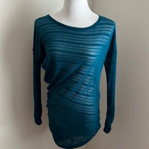 Semi sheer top teal
